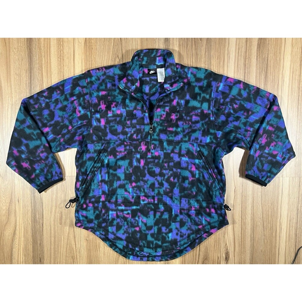 Nike F.I.T Vintage Half Zip Fleece Womens Medium M Colorful 80s 90s